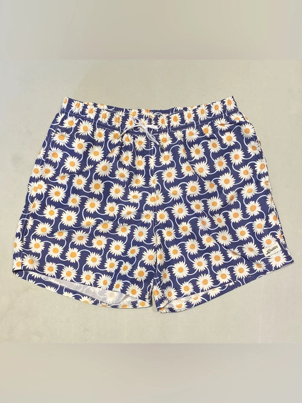 Bather Swim Trunk, Navy Radial Flower, size XL